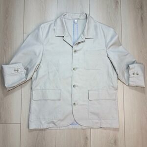 Joseph Abboud Linen Cotton Blazer Jacket Men's L Beige Casual Chore Coat Summer